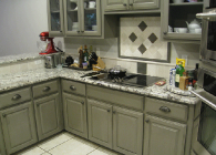 Azul Aran Granite Kitchen with Half Inch Bevel Edge