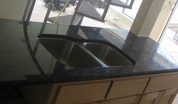 Undermount Sink in a Kitchen - this is a 60/40 sink with the smaller sink on the right