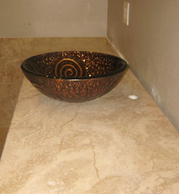 Travertine bathroom vanity Austin TX Natural Stone Countertop