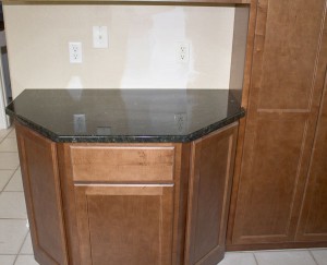 Peacock Green Granite Counter with Angled Edges